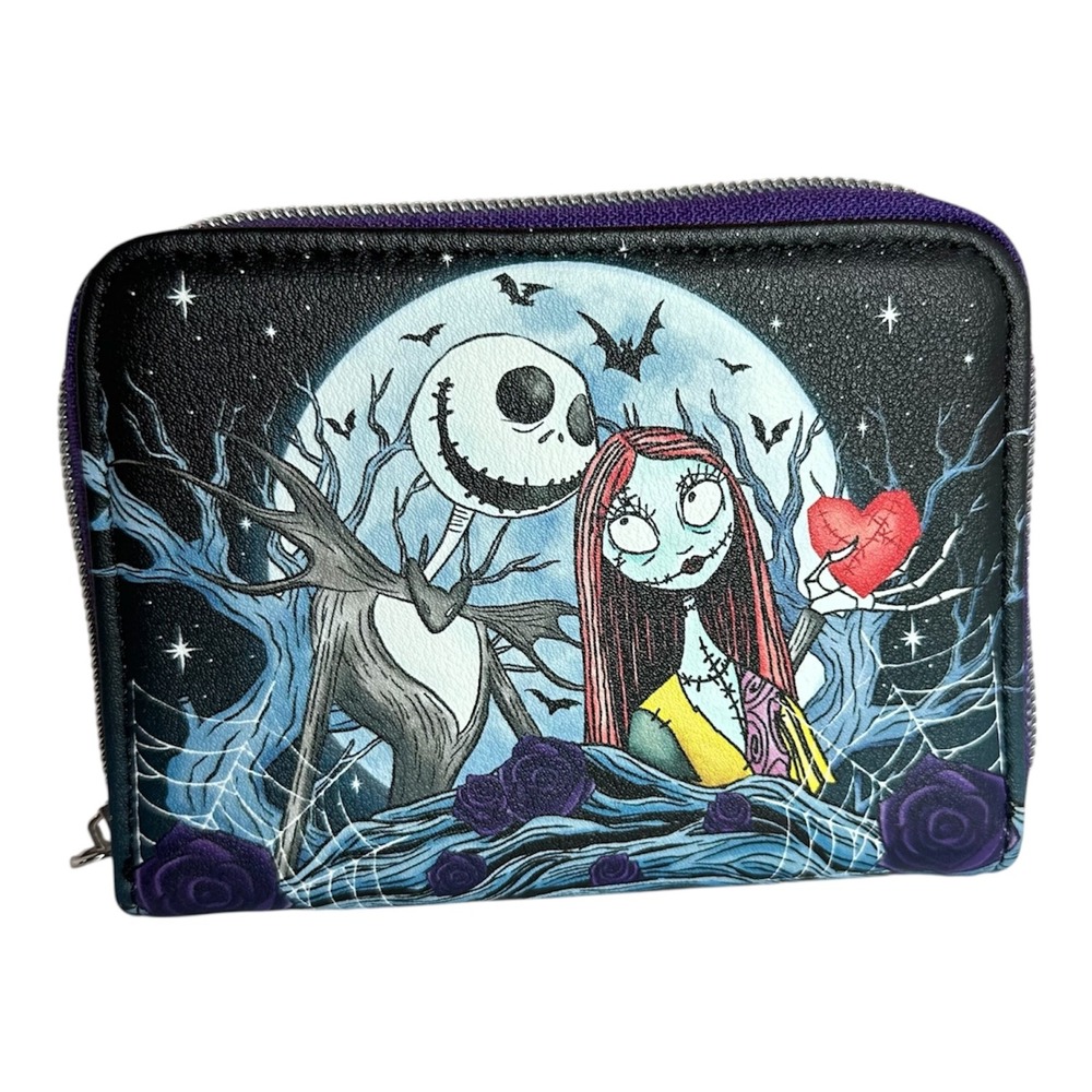 Disney Nightmare Before Christmas Jack and‎ Sally Zip Around Wallet Black Purple